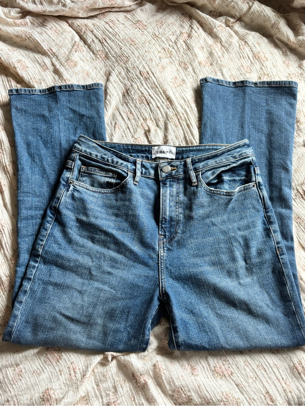 Frame Denim Light Blue High-Rise Bootcut Jeans